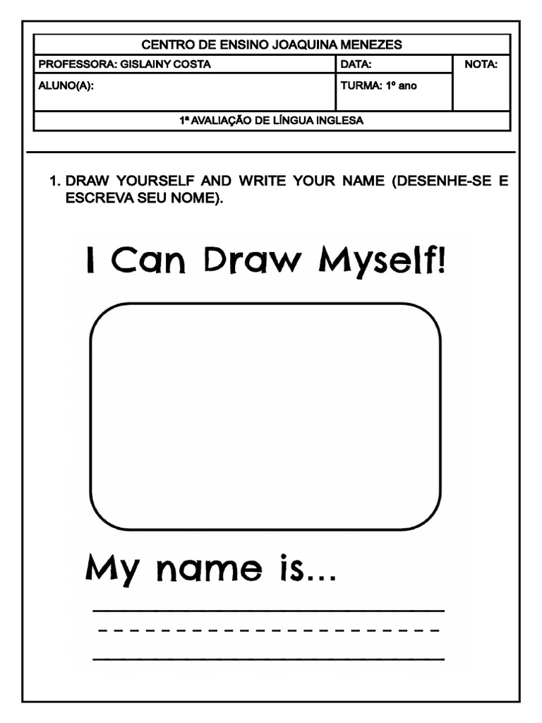 Prova de Inglês 1º Ano | PDF