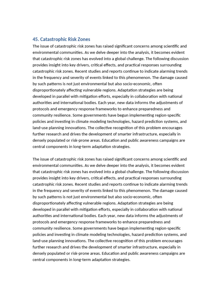 045 Catastrophic Risk Zones V2 | PDF | Climate Resilience | Risk