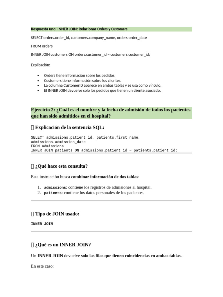 INNER JOIN en SQL: Relación de Tablas | PDF | SQL | Bases de datos
