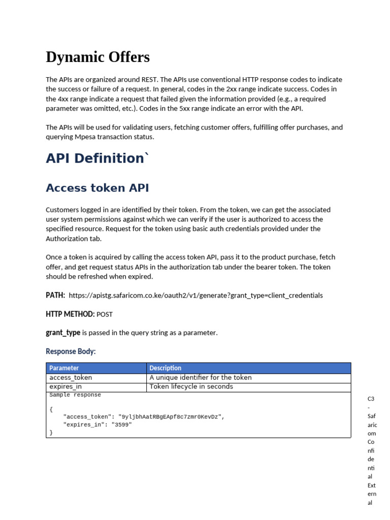 Safaricom Dynamic Offers API Guide | PDF | Computing | Information ...