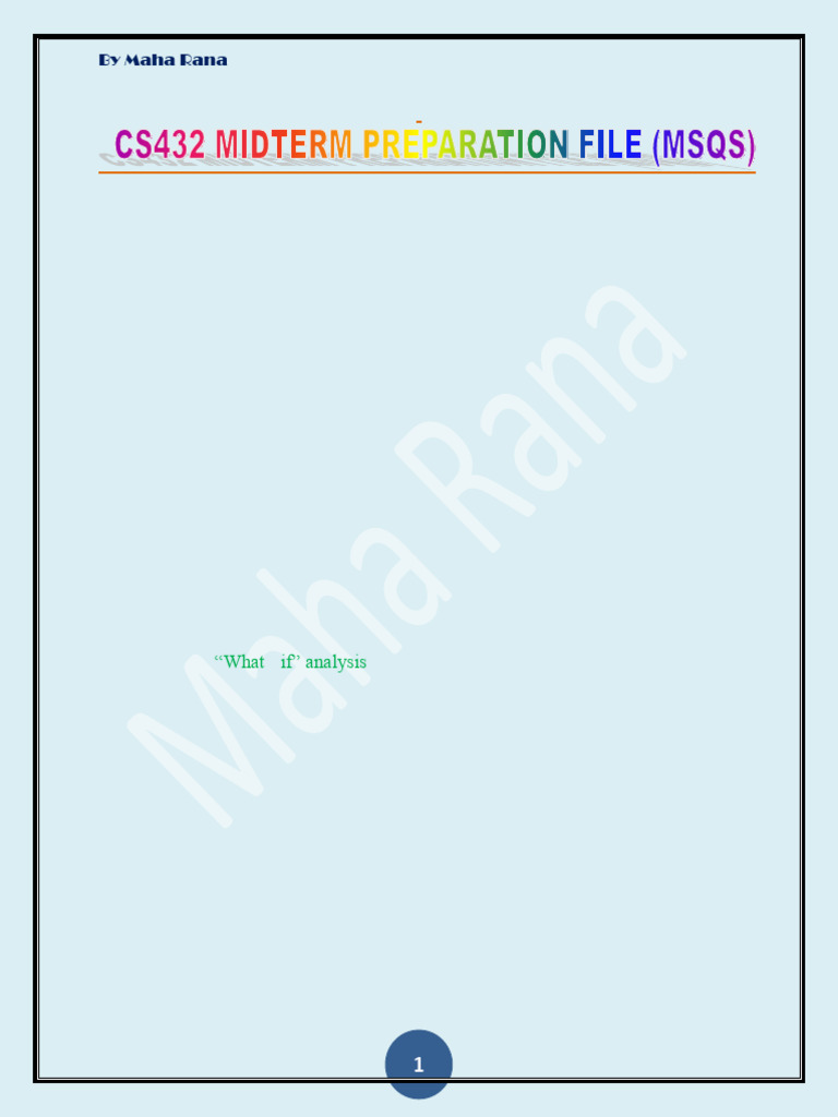 Cs432 Midterm Preparation File by Maha (1) 23 | PDF | Simulation ...
