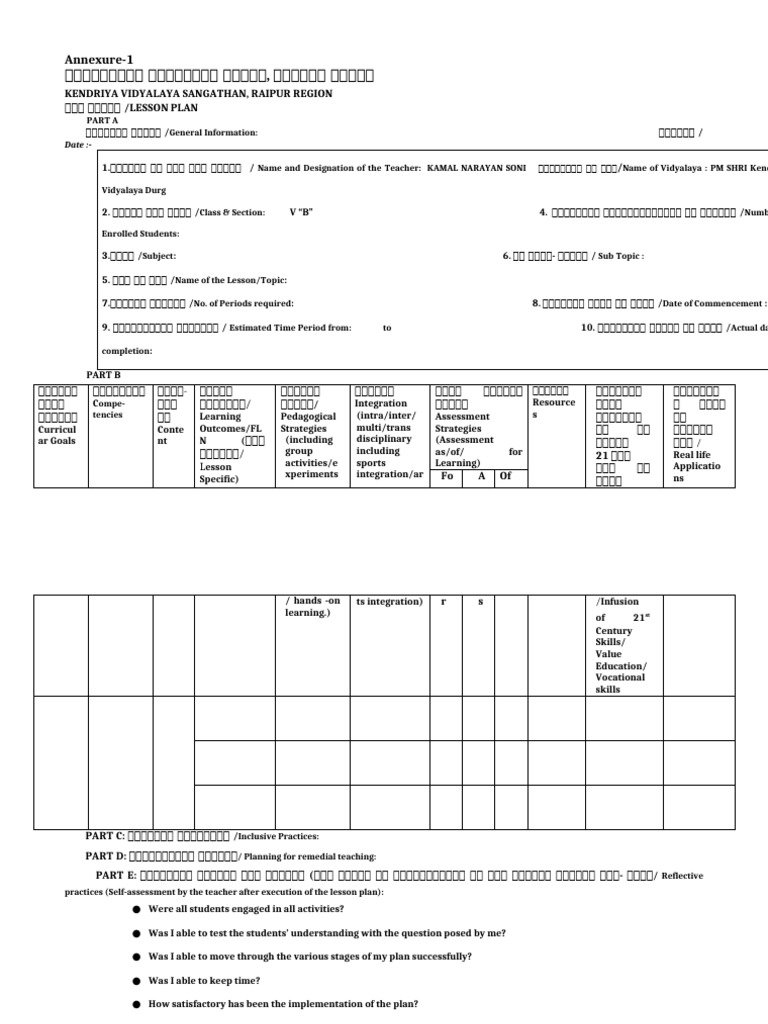 Lesson Plan Format for Teachers | PDF | Learning | Teaching
