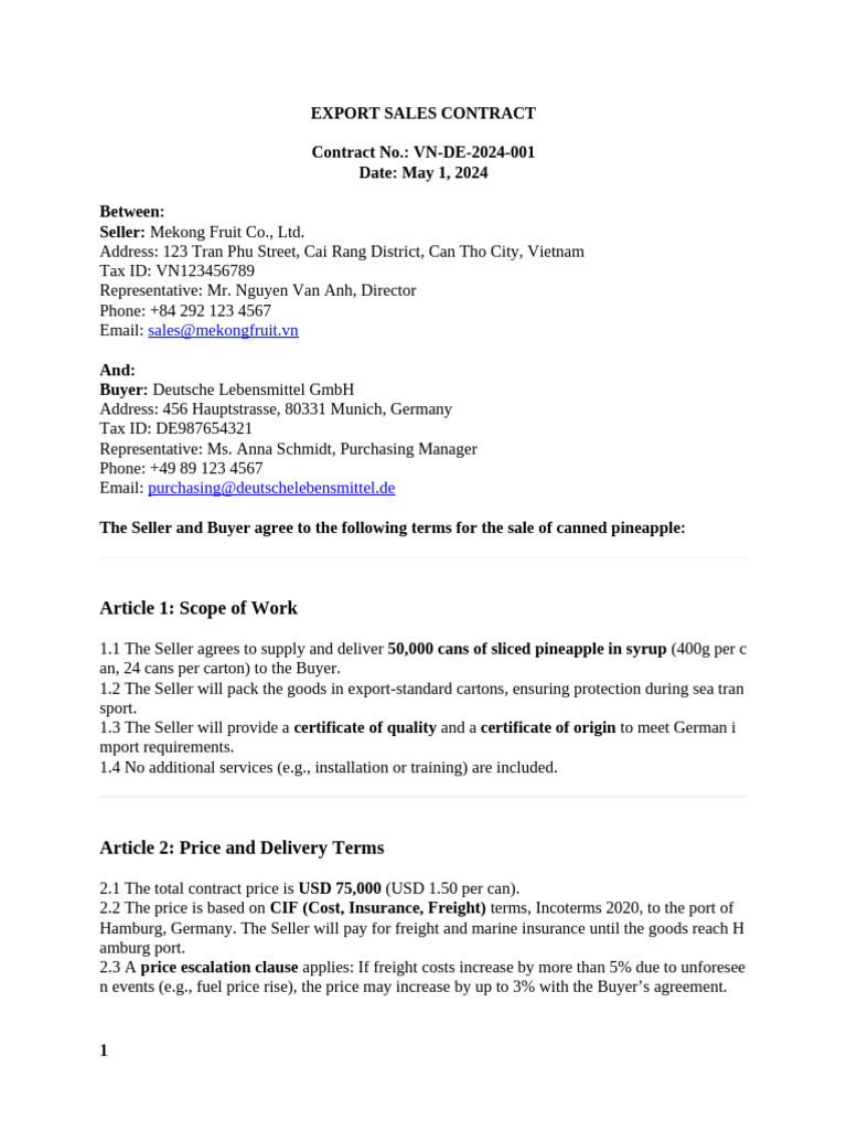 Chap 8. Export Sales Contract | PDF | Business Law | Business