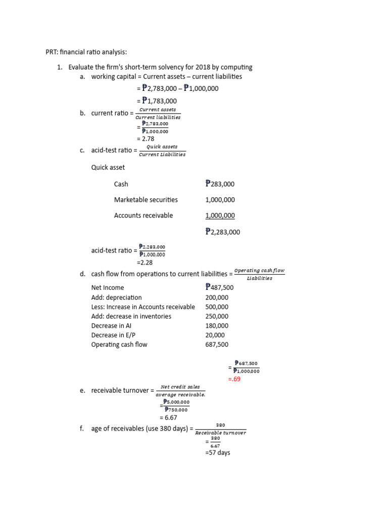 Financial Ratio Analysis for 2018 | PDF | Equity (Finance) | Working ...