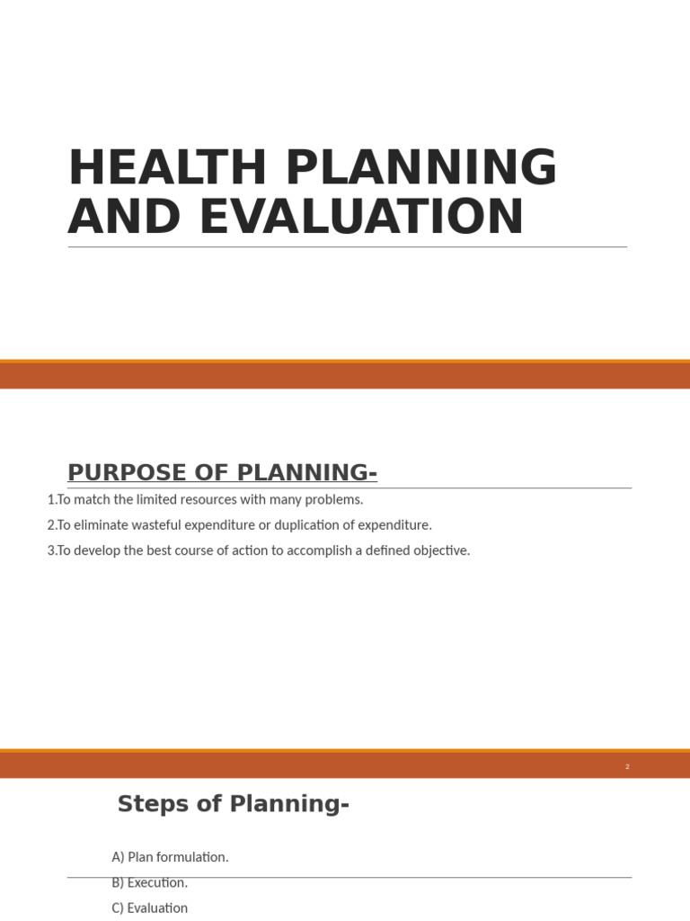 Health Planning Cycle Overview | PDF | Evaluation | Planning