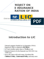 Project On Life Insurance Corporation of India: Click To Edit Master Subtitle Style