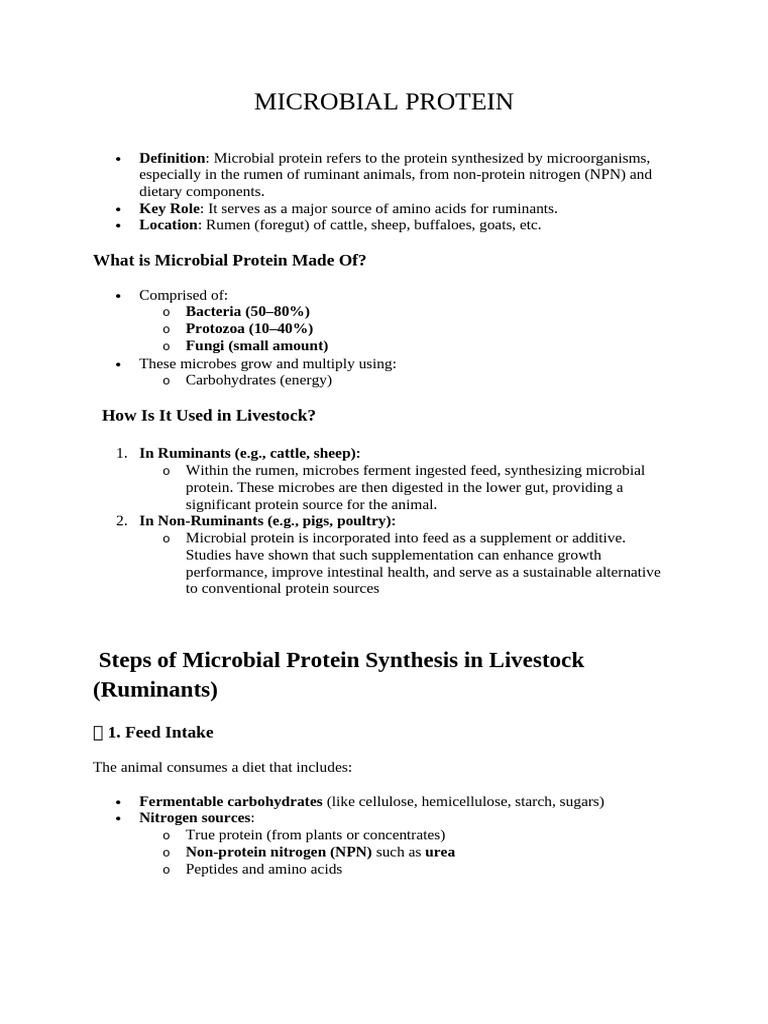 Microbial Protein in Ruminant Nutrition | PDF | Ruminant | Digestion