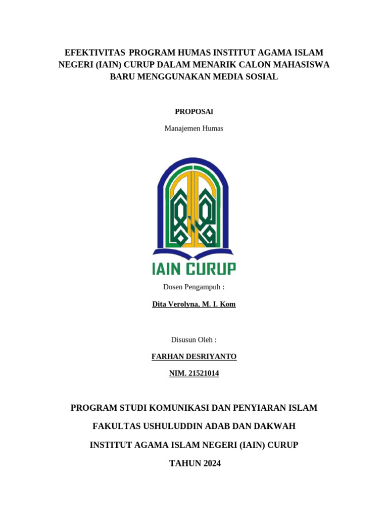Efektivitas Humas IAIN Curup di Media Sosial | PDF
