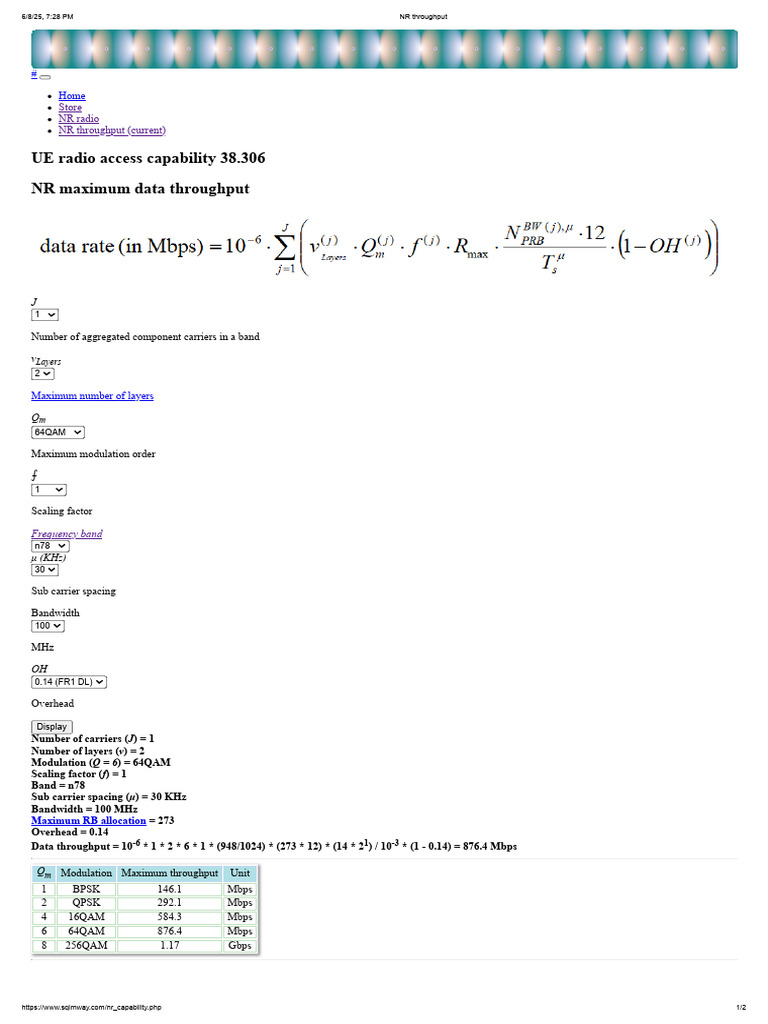 NR Maximum Data Throughput Guide | PDF