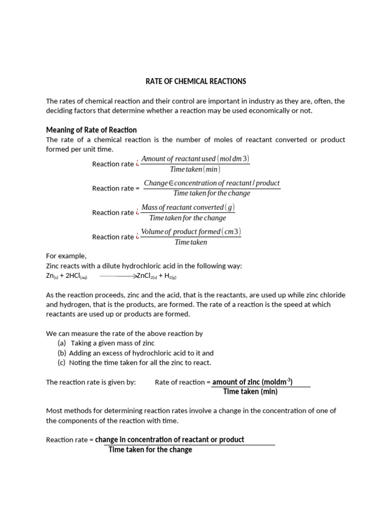 Understanding Chemical Reaction Rates | PDF | Reaction Rate | Chemical ...
