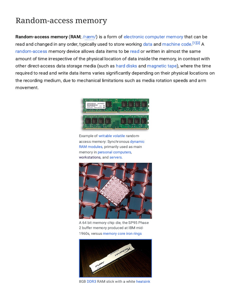 Random-Access Memory - Wikipedia | PDF | Random Access Memory ...