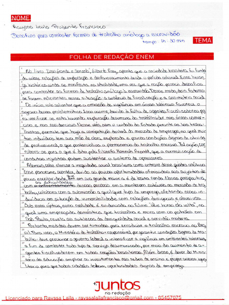 Redação - Trabalho Escravo | PDF