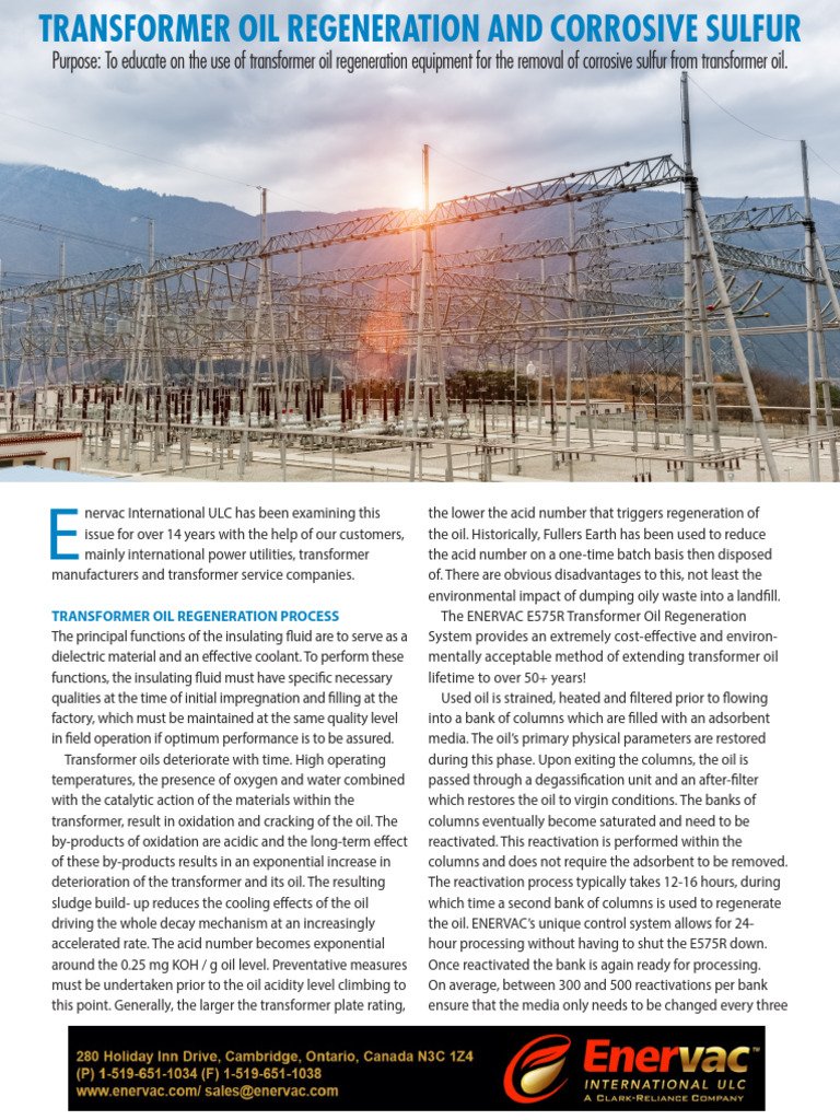 Transformer Oil Regeneration and Corrosive Sulfur August 2019 Webinar ...