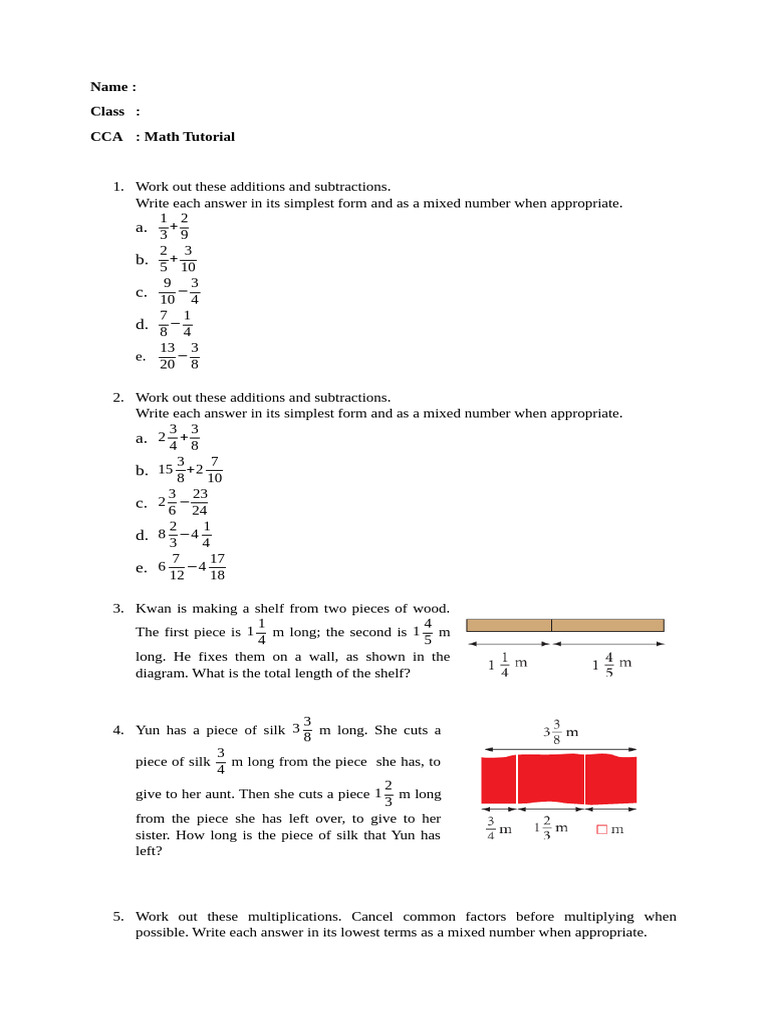 Math Tutorial 2 (Fractions) | PDF | Chess | Chess Theory
