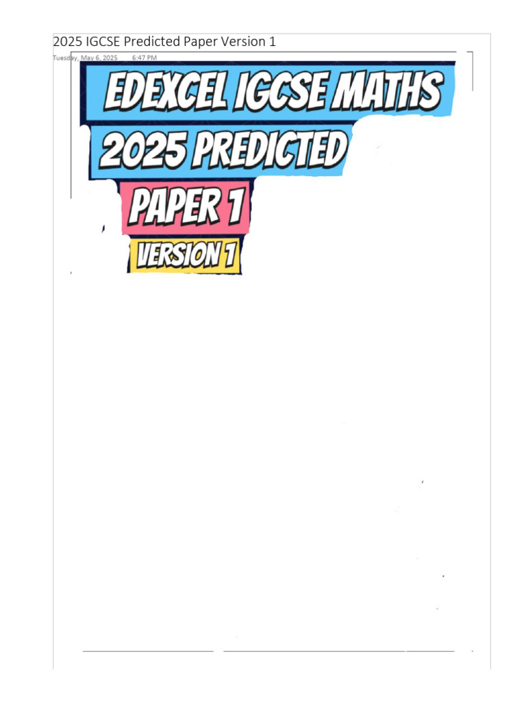 2025 IGCSE Predicted Maths Paper | PDF