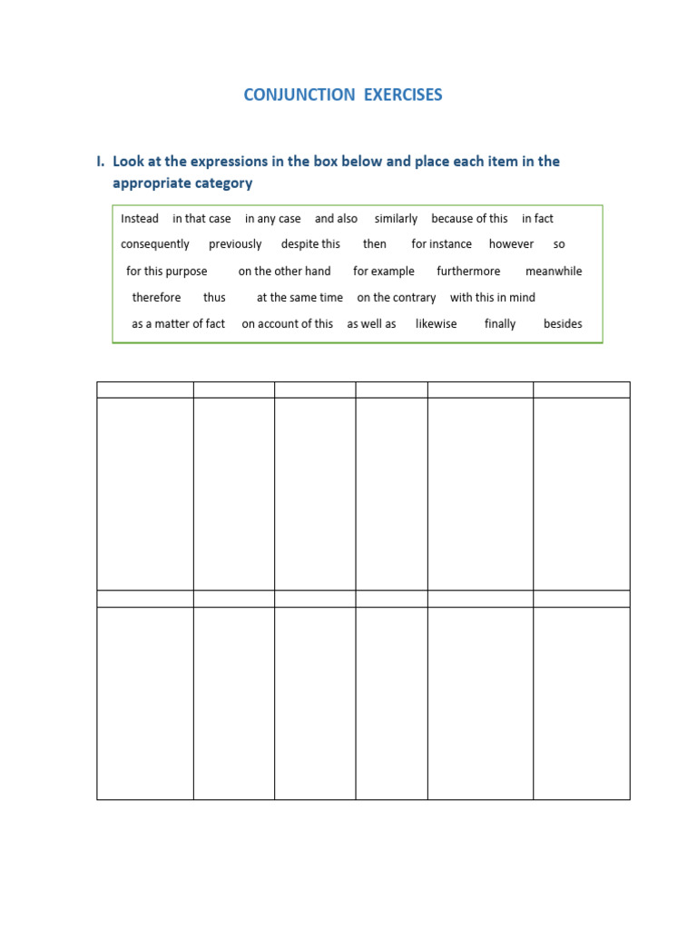 Conjunction Exercises | PDF