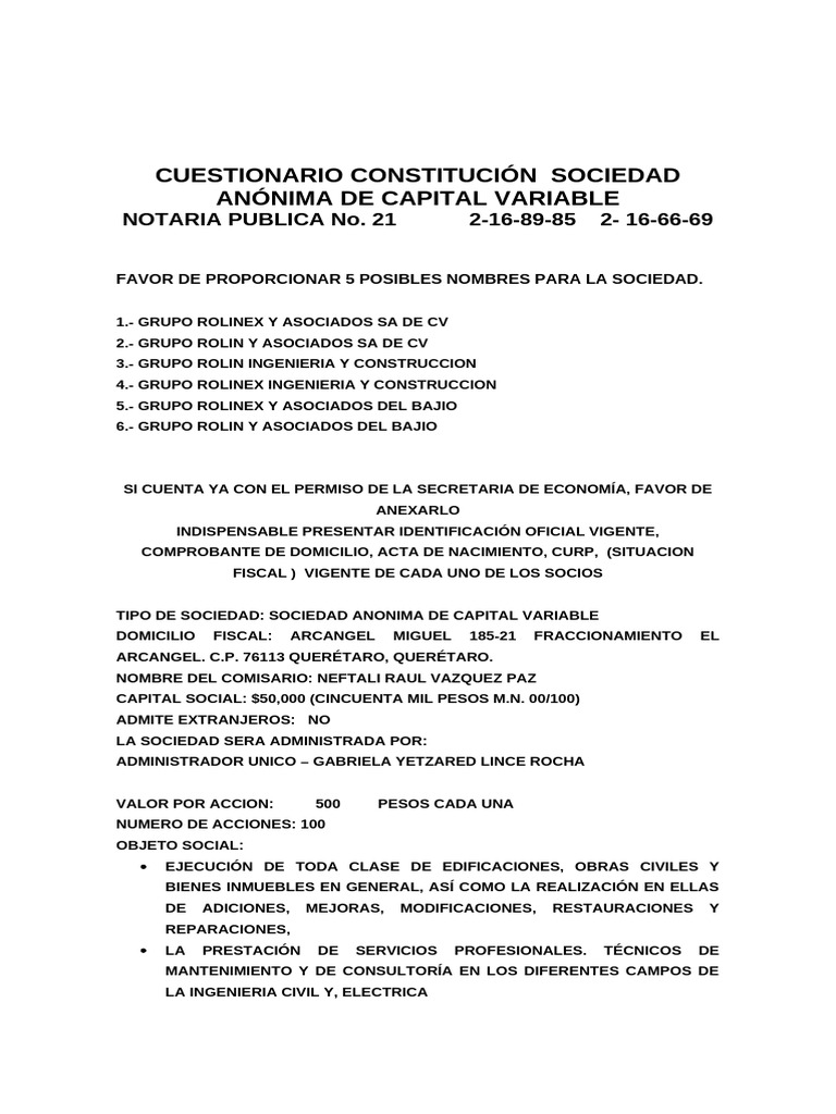 Cuestionario Sacv | PDF