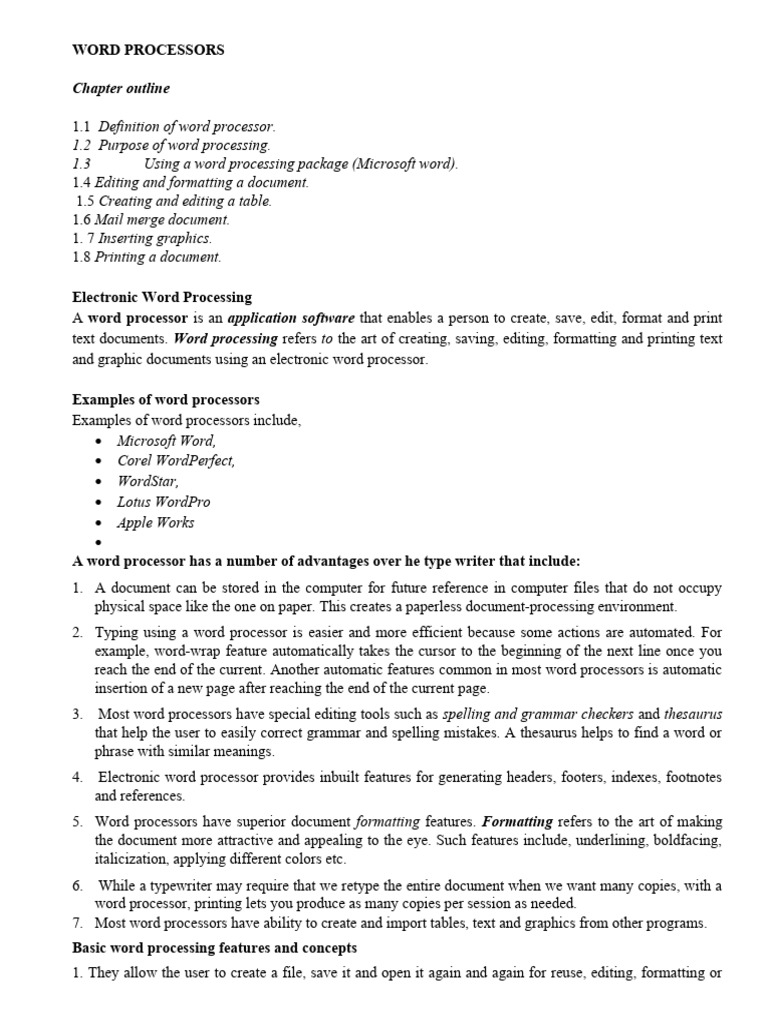 Understanding Word Processors Basics | PDF | Window (Computing ...