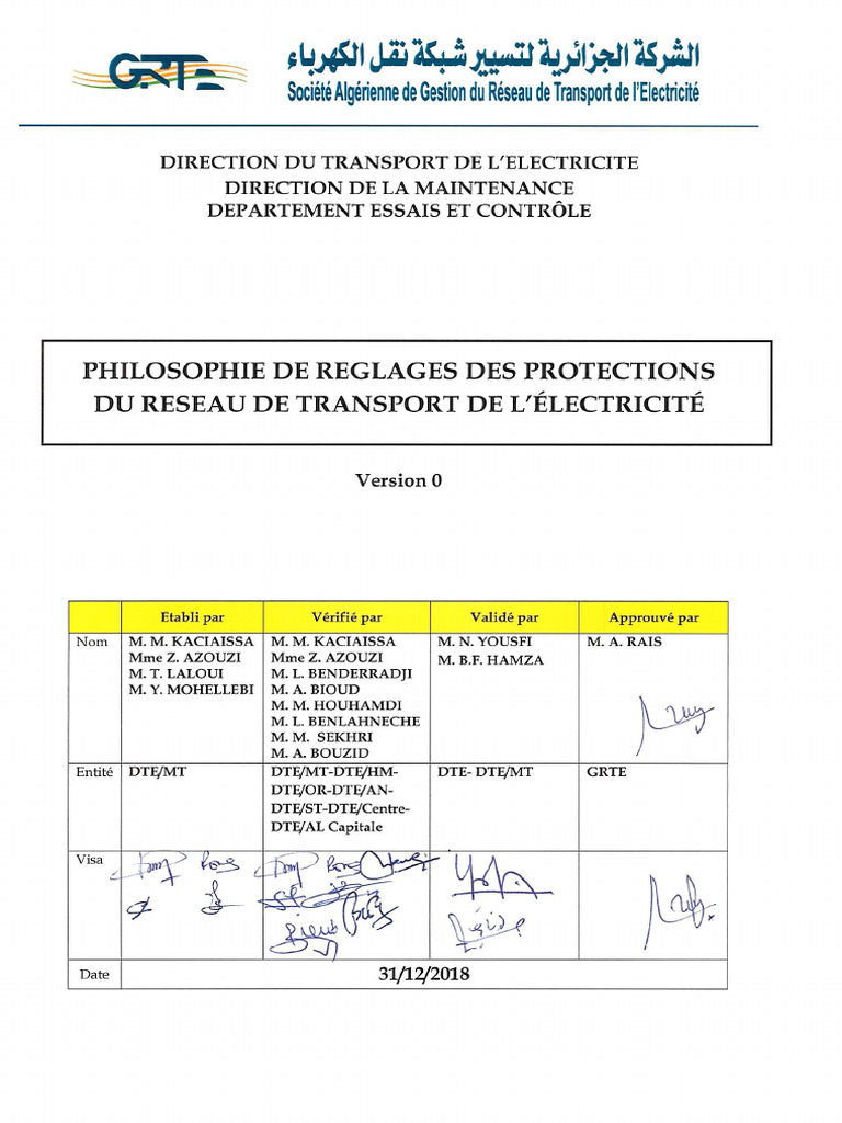 Réglage des protections électriques GRTE | PDF | Réseau électrique ...