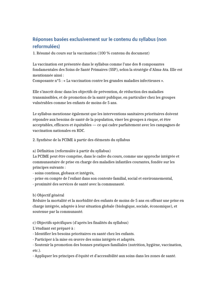 PCIME : Approche intégrée pour enfants | PDF | Vaccination | Santé publique