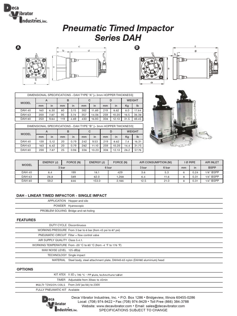 Pneumatic Timed Impactor Specifications | PDF | Gas Technologies ...