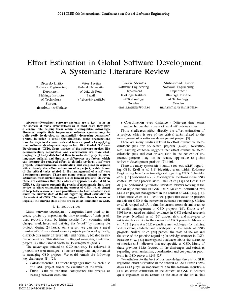 2014 S23 Effort Estimation in Global Software Development A Systematic ...