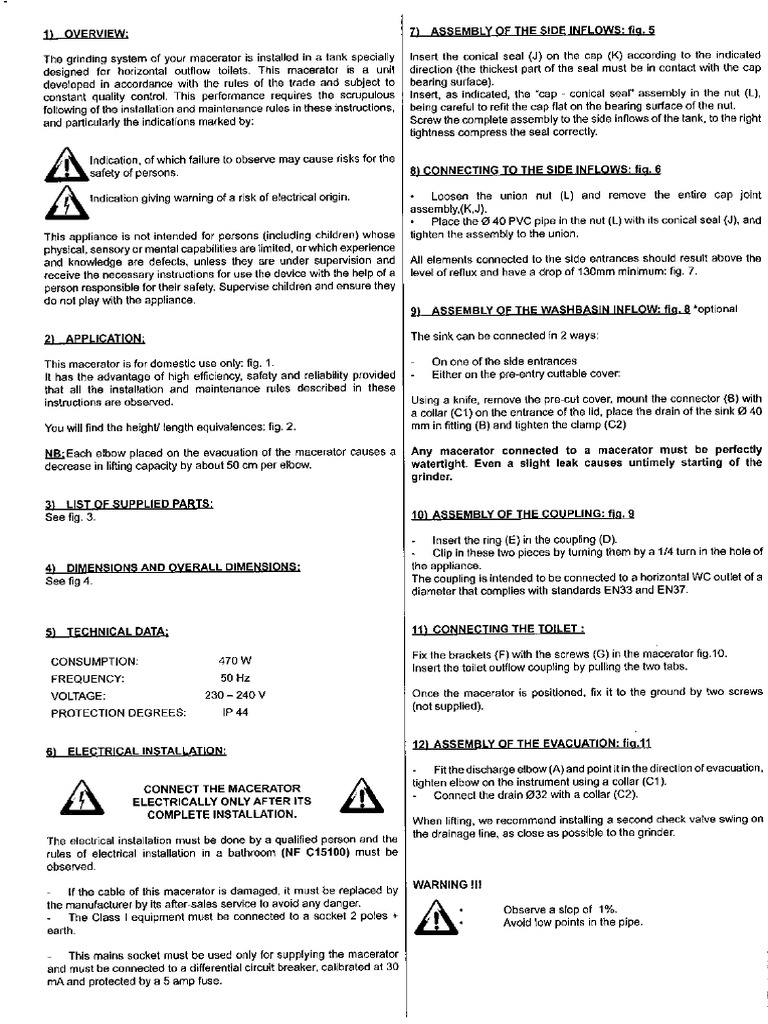 Manual Saniflow Watereasy Macerator2 86404 PDF | PDF