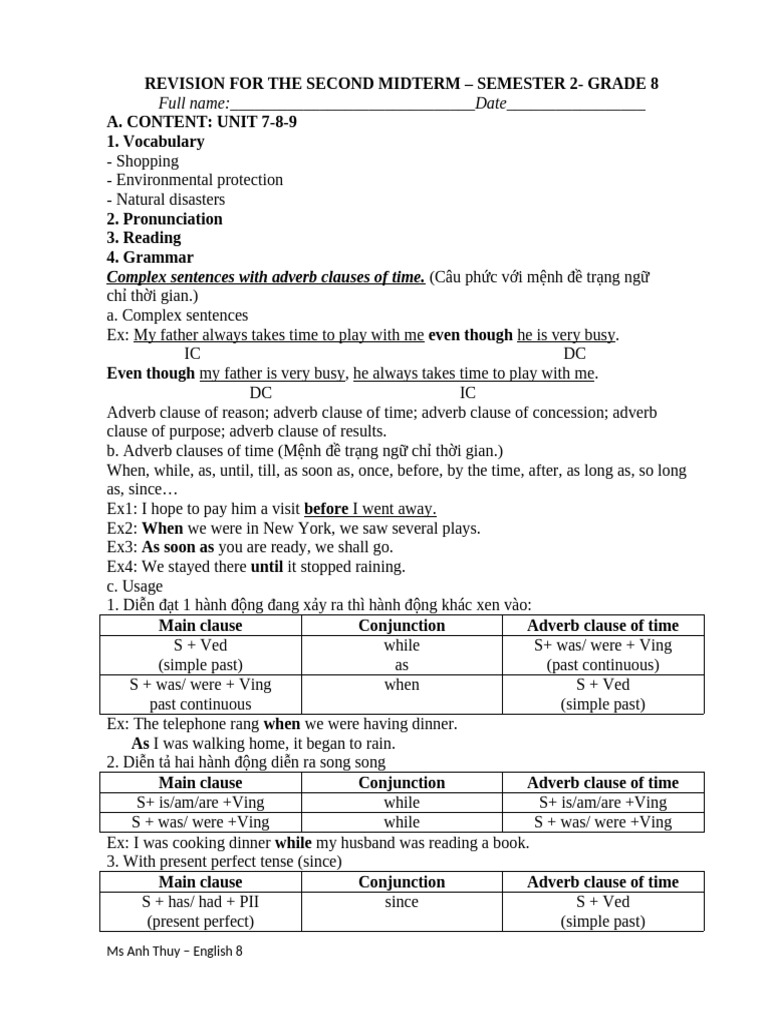 E8 - 2 Revision For The Second Midterm | PDF | Convenience Store | Camping