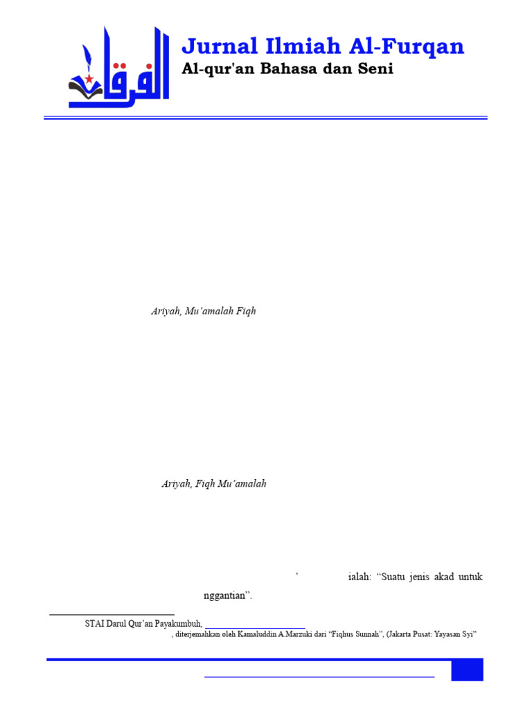 Contoh Al-Ariyah Sehari-hari | PDF