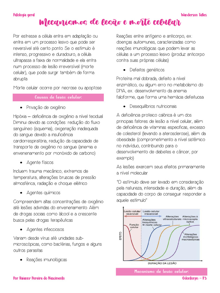 Mecanismos de Lesão e Morte Celular | PDF | Apoptose | Necrose