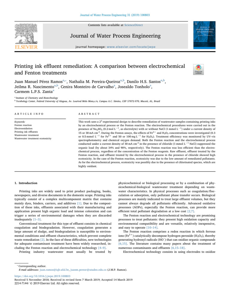 Printing Ink Effluent Remediation - A Comparison Between ...