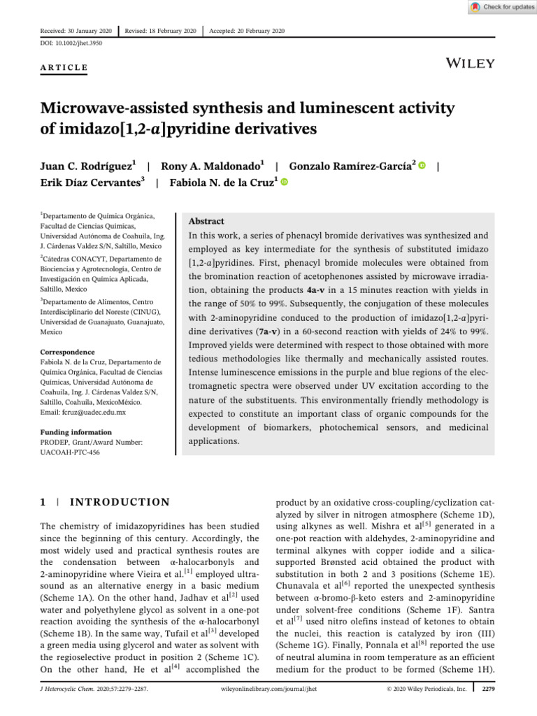 Journal of Heterocyclic Chem - 2020 - Rodríguez - Microwave Assisted ...