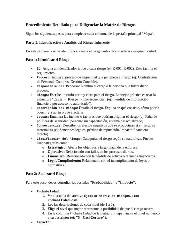 Guía para Diligenciar Matriz de Riesgos | PDF | Probabilidad