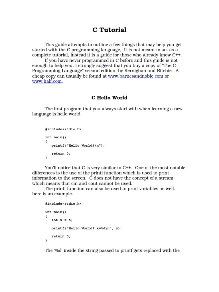 C Tutorial | PDF