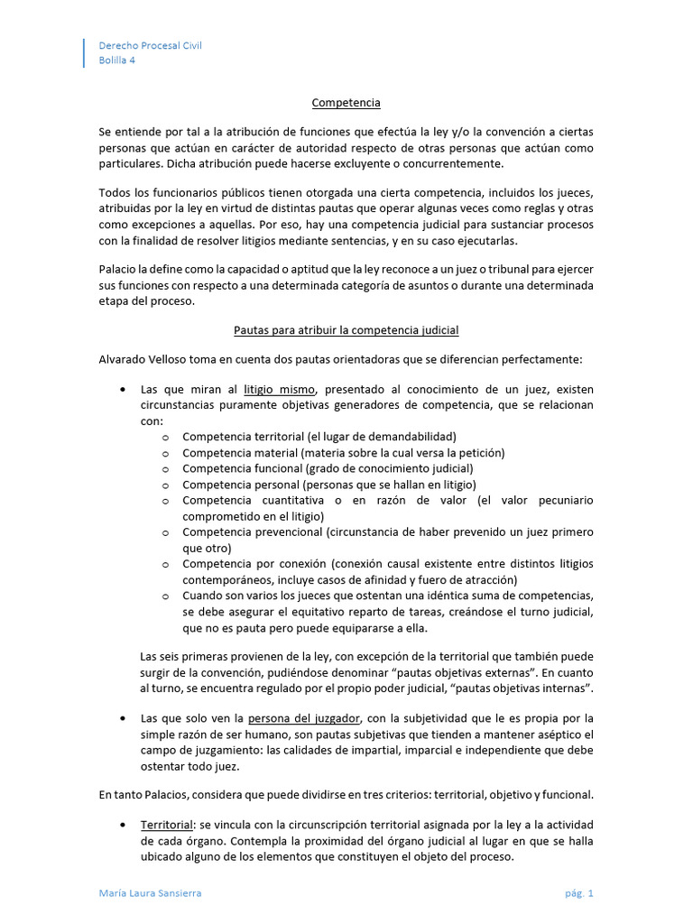 Competencia en Derecho Procesal Civil | PDF | Judicaturas | Jurisdicción