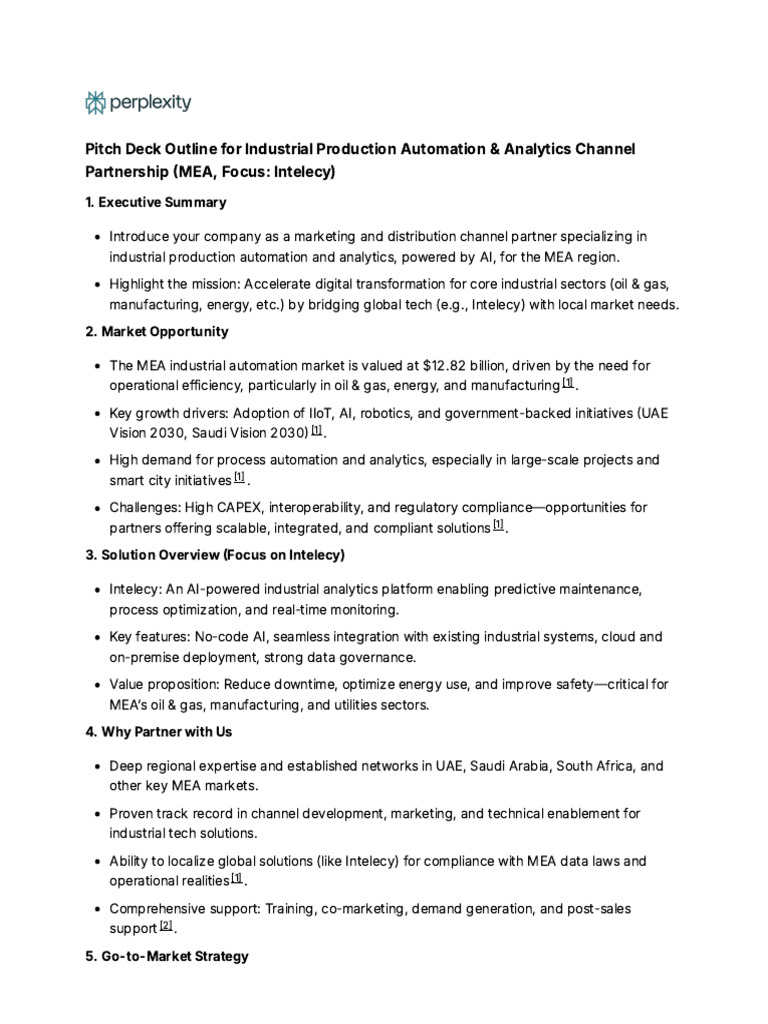 Pitch Deck Outline For Industrial Production Autom | PDF | Automation ...