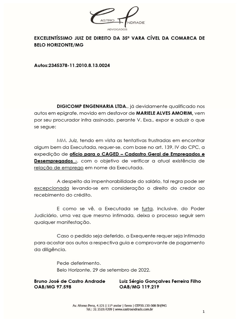 Pedido de Ofício para Verificação de Emprego | PDF
