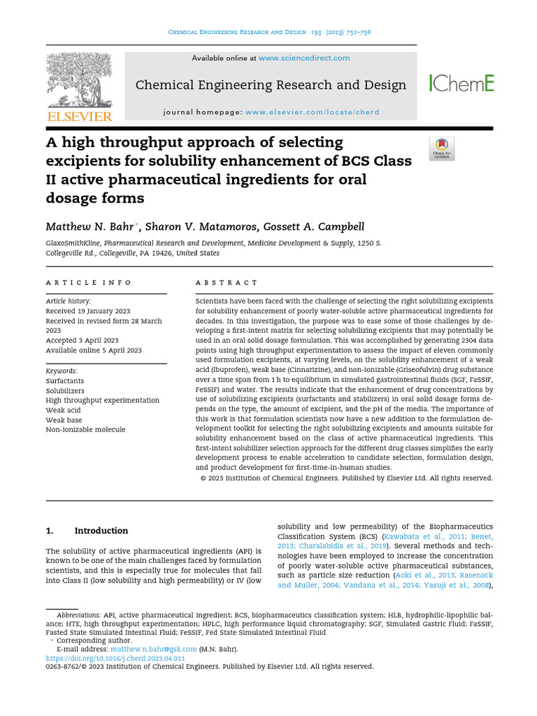 Selcting Excipients For Solubility Enhancements of BCS Class 2 Drugs ...