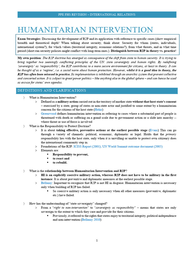 R2P and Humanitarian Intervention Analysis | PDF | Responsibility To ...