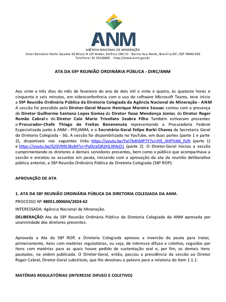 Ata da 59ª Reunião da ANM | PDF