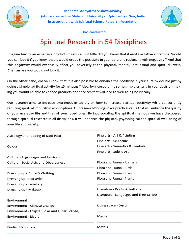 Spiritual Research at Maharshi University | PDF | Rituals | Energy Medicine