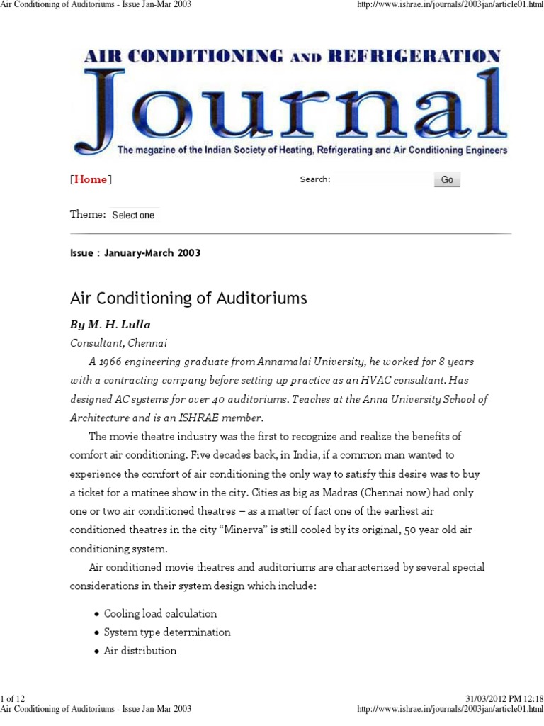 HVAC Design for Auditoriums Explained | PDF | Air Conditioning | Duct ...