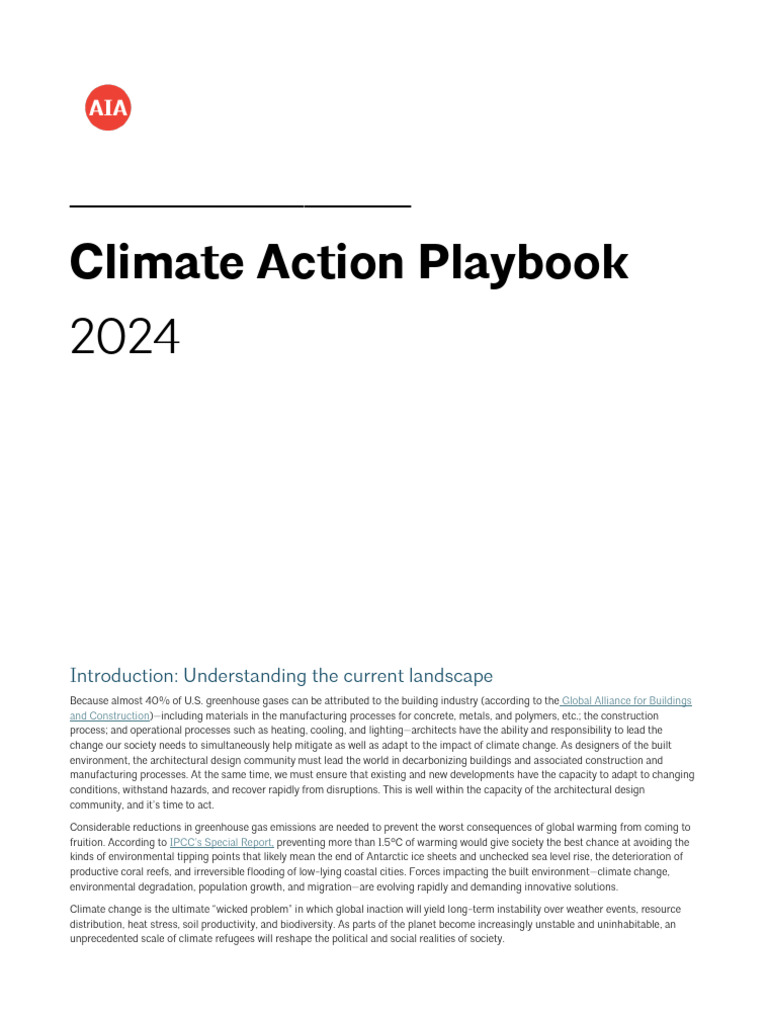 Climate Action Playbook AIA | PDF | Climate Change | Climate Change ...