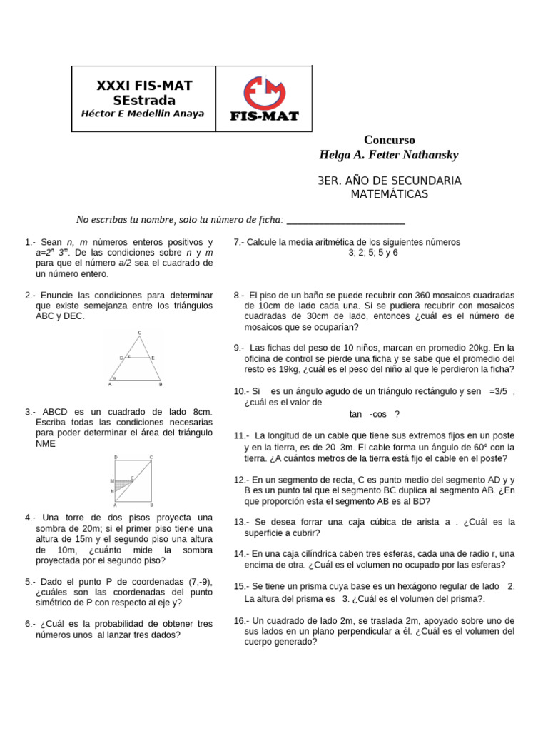 Mate Secundaria 3ero 2013 | PDF | Triángulo | Matemática Elemental