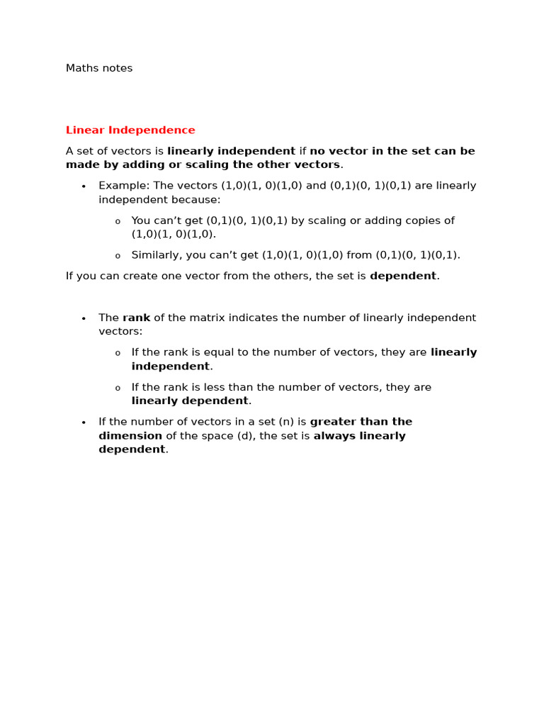 Understanding Linear Independence in Vectors | PDF
