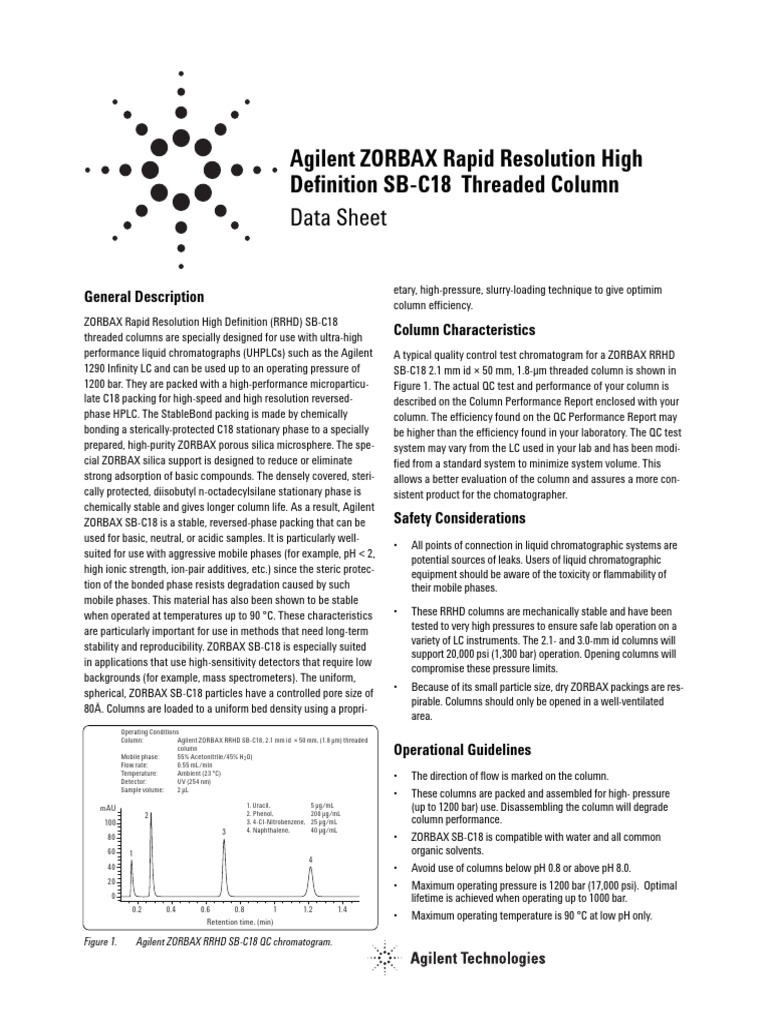 ZORBAX SB-C18 Column Specifications | PDF | High Performance Liquid ...