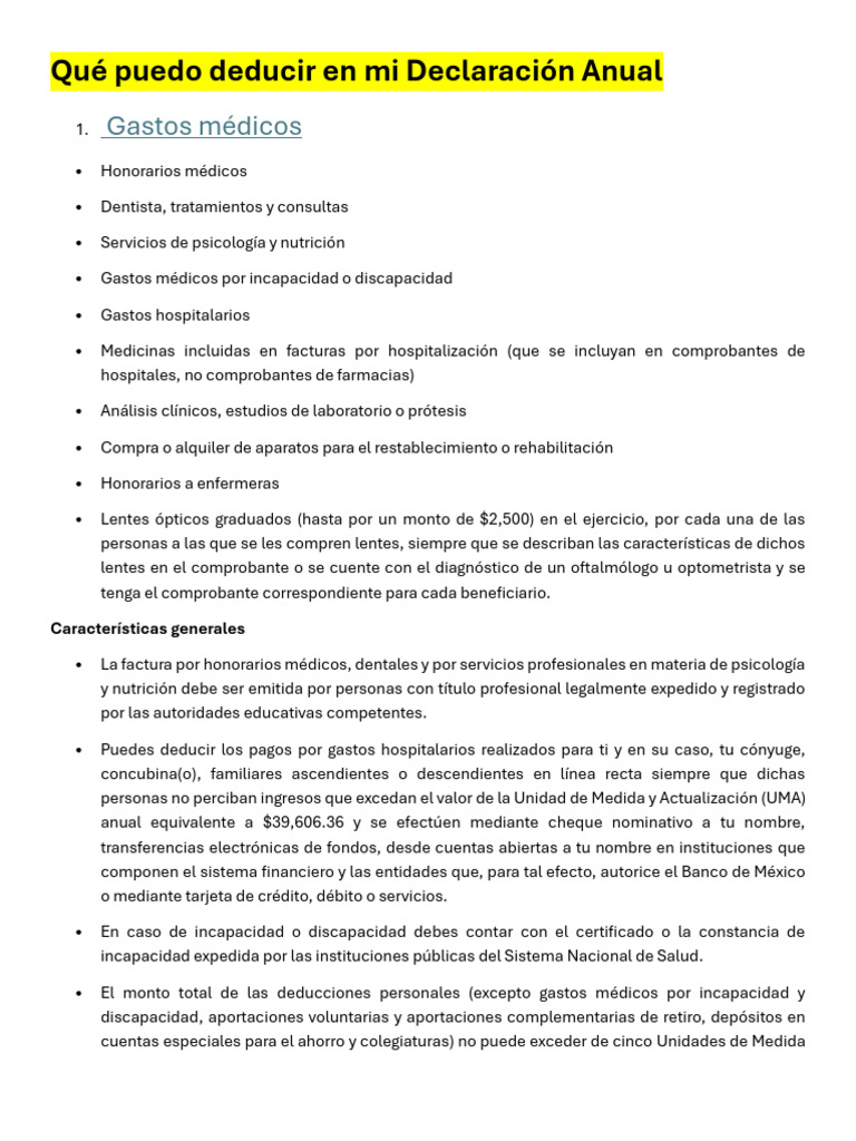 Deducciones en la Declaración Anual 2024 | PDF | Interés | Tarjeta de ...