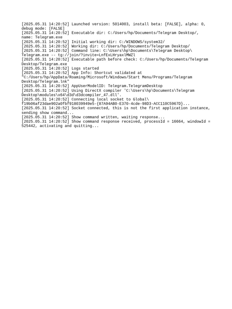 Telegram Desktop Log File Location | PDF