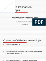 Control de Calidad en Hematologia Fase Postanalitica