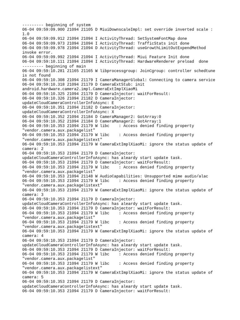 Camera Service Initialization Logs | PDF | Computing | Computer ...